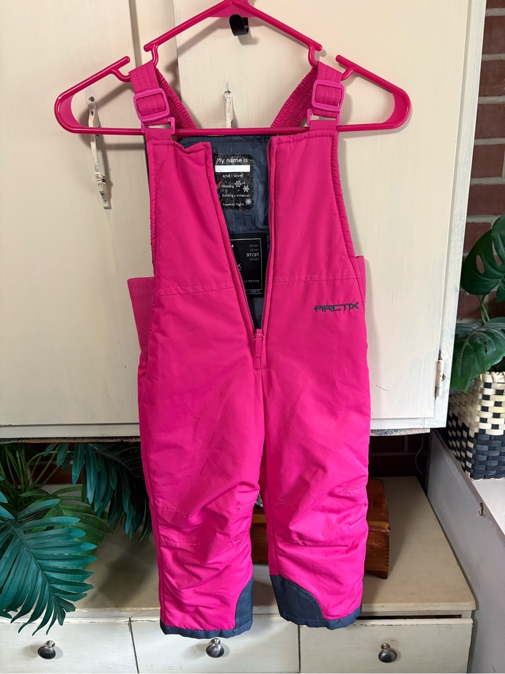 Arctix Kids Bright Pink Snow Bib with Adjustable Straps